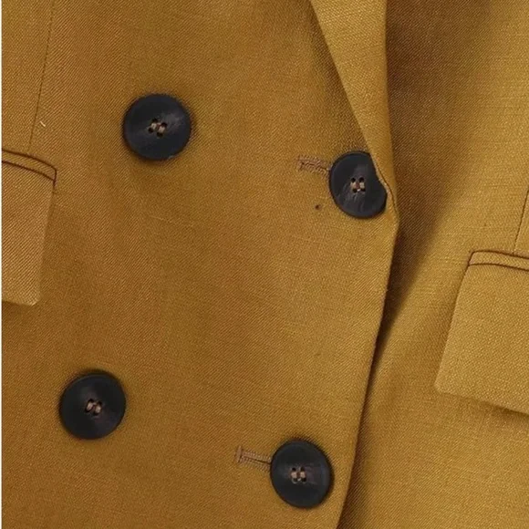 Zara Double-Breasted Linen Blazer - Picture 5 of 10
